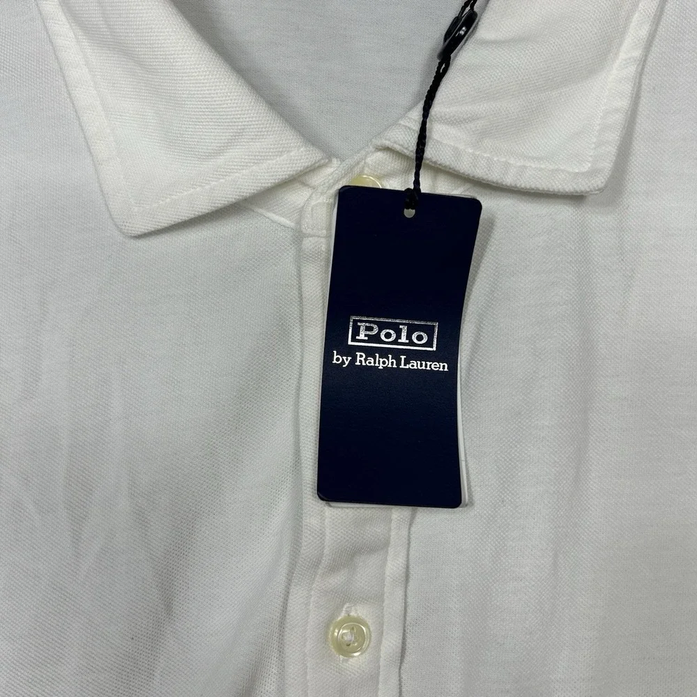 Polo Ralph Lauren Featherweight Mesh Polo Shirt Mens XL White Solid Short Sleeve